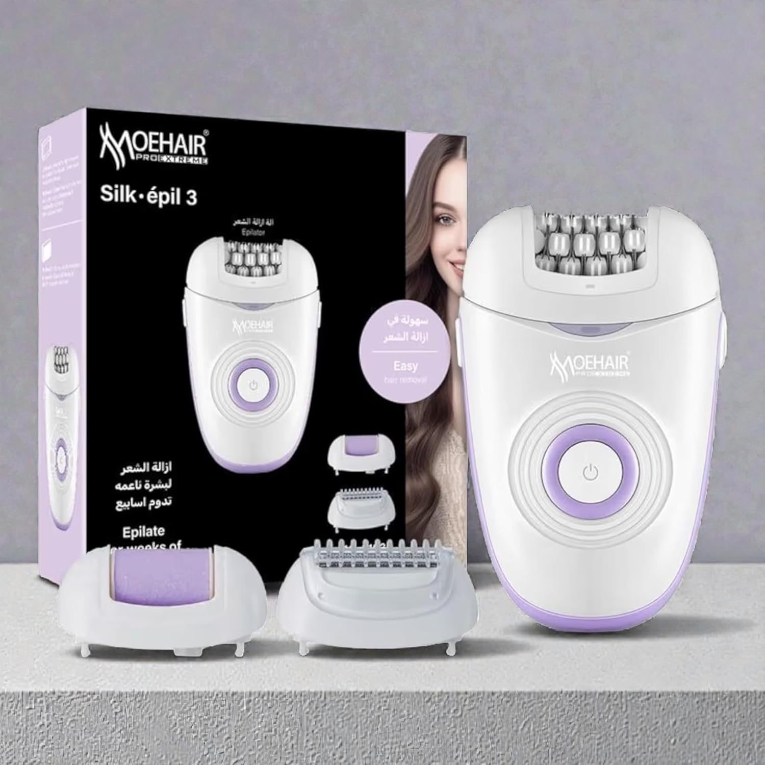 Moehair MO-9103 3-in-1 electric hair removal device for women for body and facial hair removal at home