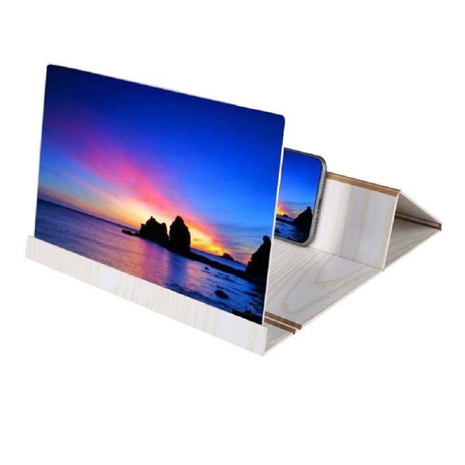 12-inch Wooden Mobile Screen Magnifier with 2-4x Magnification Suitable for All Types of Mobile Phones