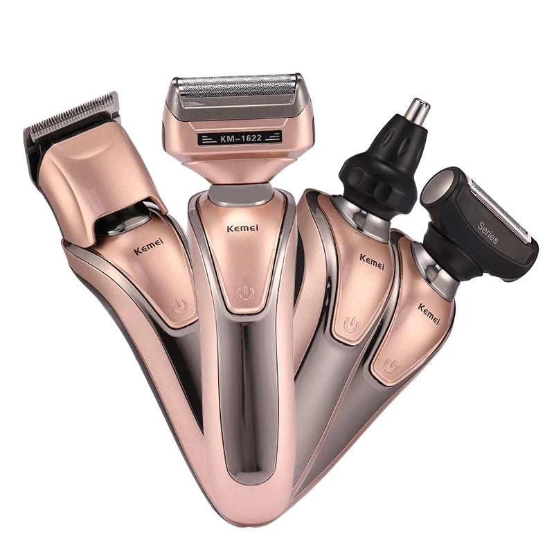 Kemei 1622 Hair Clipper - Kemei KM-1622 4 In 1 Hair Clipper Shaver Rose Gold