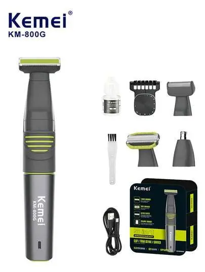 Kemei KM-800G ماكينة حلاقة وتشذيب متعددة الاستخدامات 5 في 1 لحلاقة وتشذيب شعر الجسم والوجه والمناطق الحساسة، مع ملحق لتشذيب شعر الأنف — صورة 5