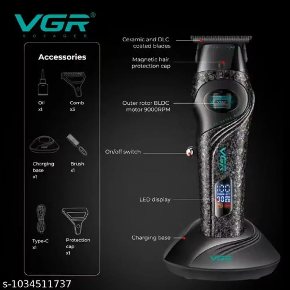 VGR V-857T ماكينة حلاقة وتشذيب كهربائية لقص وتشذيب الشعر واللحية للاستخدام المنزلي والاحترافي — صورة 3