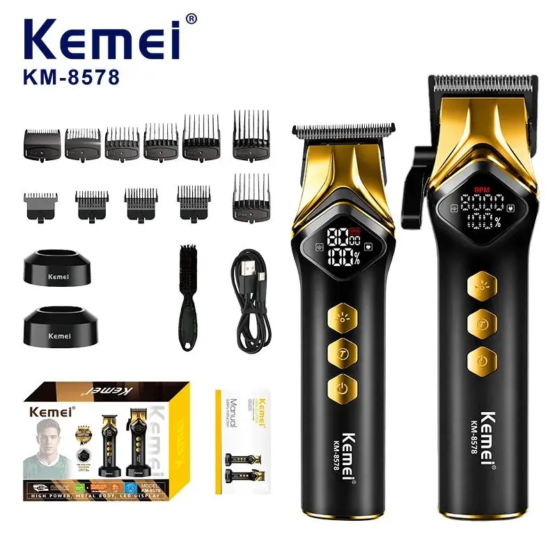 Kemei KM-8578 طقم ماكينة قص شعر وتشذيب 2 في 1 لقص الشعر وتشذيب التفاصيل باستخدام ماكينة قص وماكينة تشذيب ضمن طقم واحد — صورة 2