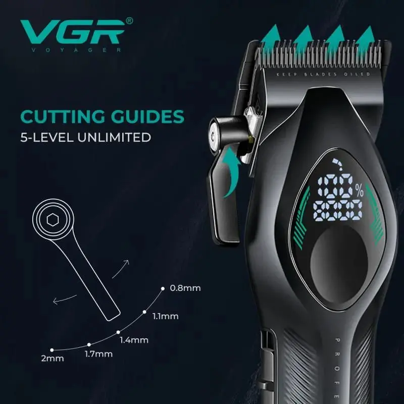 VGR V-858 S2 طقم ماكينة قص شعر وماكينة تشذيب لقص شعر الرجال وتشذيب اللحية والتفاصيل في المنزل أو صالون الحلاقة — صورة 4