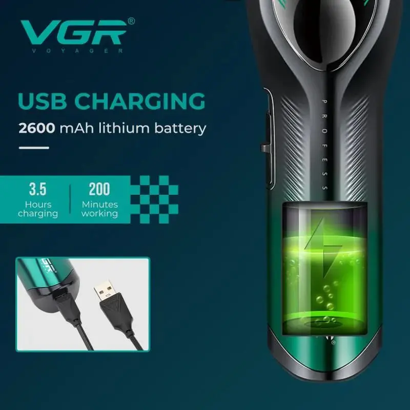 VGR V-858 S2 طقم ماكينة قص شعر وماكينة تشذيب لقص شعر الرجال وتشذيب اللحية والتفاصيل في المنزل أو صالون الحلاقة — صورة 5