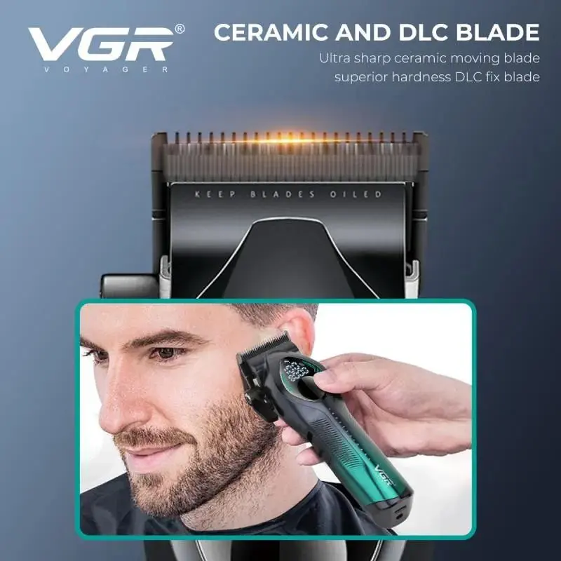 VGR V-858 S2 طقم ماكينة قص شعر وماكينة تشذيب لقص شعر الرجال وتشذيب اللحية والتفاصيل في المنزل أو صالون الحلاقة — صورة 3