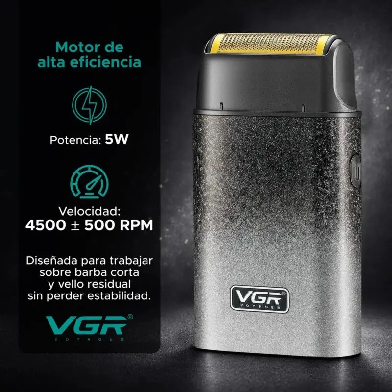 VGR V-326 ماكينة تنعيم وحلاقة شبكية لحلاقة اللحية القصيرة وتنعيم البشرة، مع إمكانية استخدامها لتحديد التدرجات في شعر الرأس — صورة 4