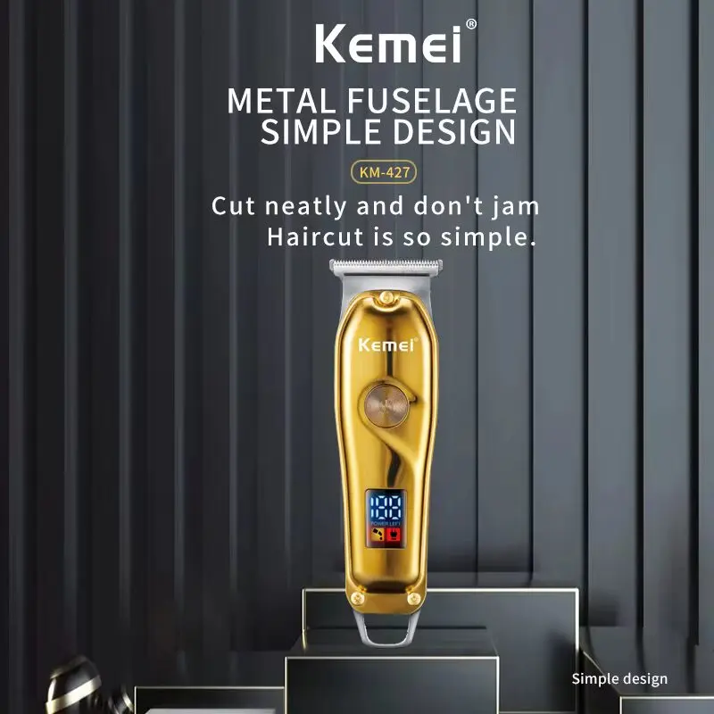 Kemei KM-427 ماكينة حلاقة وتشذيب لاسلكية لقص الشعر وتشذيب اللحية للاستخدام المنزلي أو المهني — صورة 4