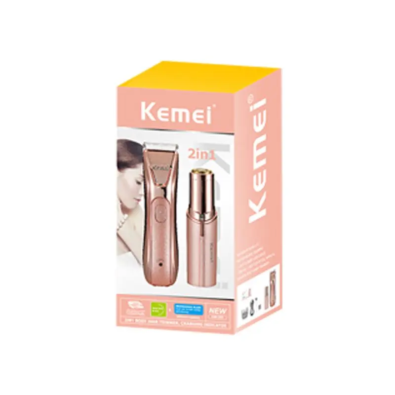 Kemei KM-259 ماكينة تشذيب وإزالة شعر نسائية 2 في 1 لتشذيب وإزالة شعر الوجه والجسم للاستخدام الشخصي — صورة 3
