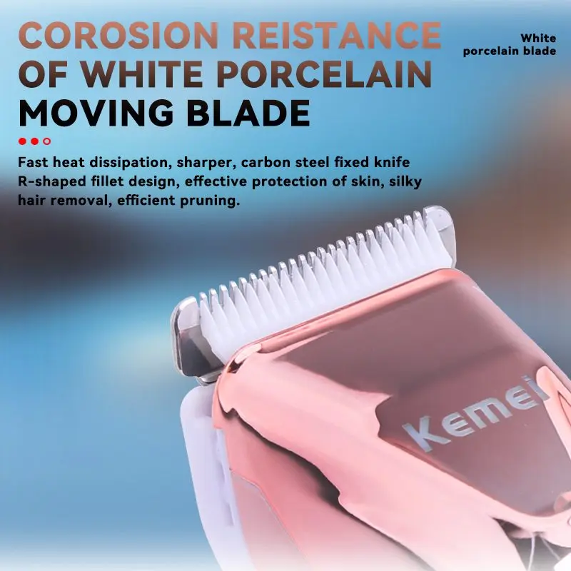 Kemei KM-259 ماكينة تشذيب وإزالة شعر نسائية 2 في 1 لتشذيب وإزالة شعر الوجه والجسم للاستخدام الشخصي — صورة 4