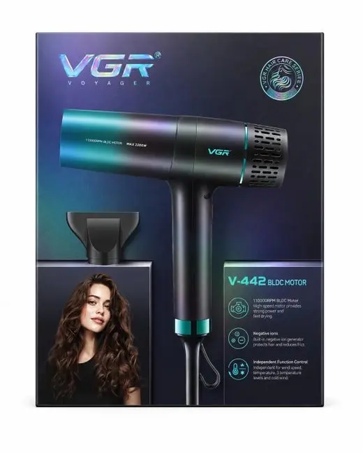 VGR V-442 مجفف شعر احترافي لتجفيف الشعر وتصفيفه للرجال والنساء استشوار — صورة 2