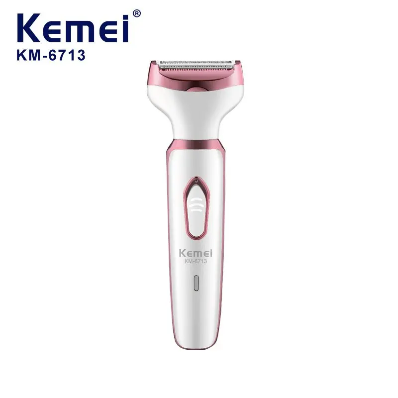 Kemei KM-6713 ماكينة حلاقة وإزالة شعر نسائية 4 في 1 لإزالة شعر الوجه والجسم والعناية الشخصية باستخدام رؤوس قابلة للتبديل — صورة 2