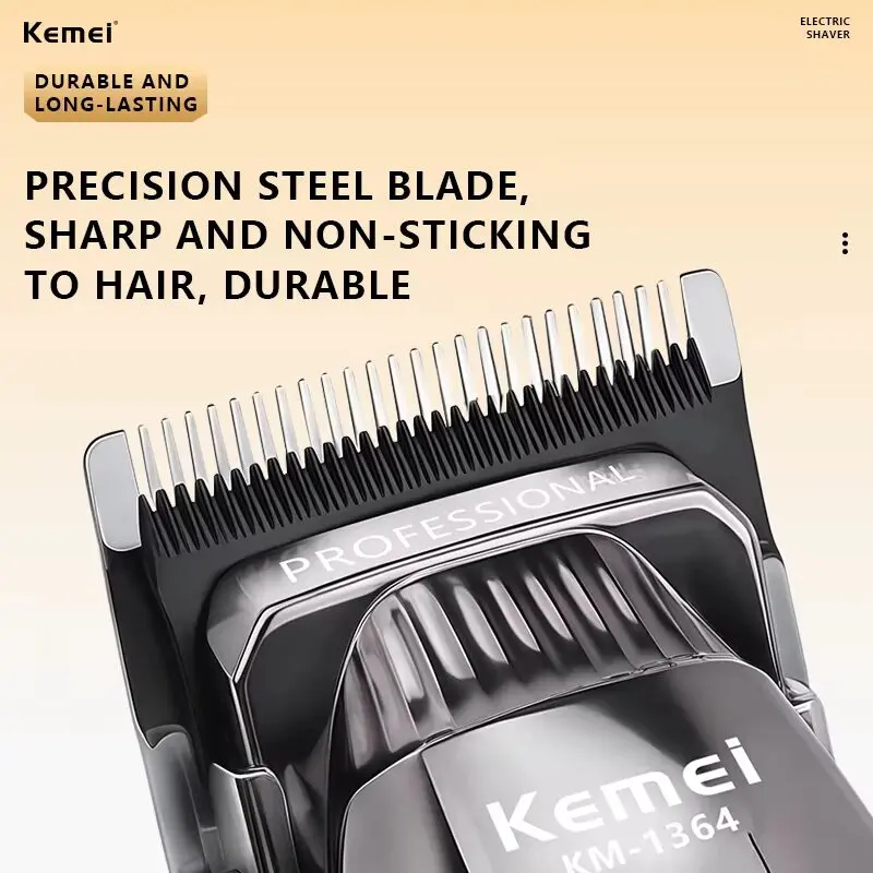 Kemei KM-1364 ماكينة قص شعر كهربائية لاسلكية لقص الشعر وتحديد أطواله للاستخدام في صالونات الحلاقة أو المنزل — صورة 5