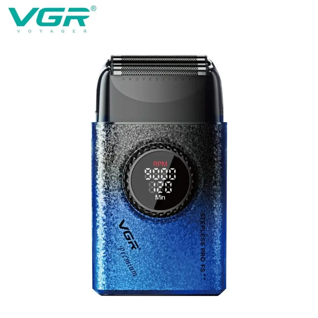 VGR V-377 Blue Edition ماكينة حلاقة كهربائية برأس شبكي مزدوج لحلاقة وتنعيم شعر الوجه وتشطيب اللحية للاستخدام الشخصي والصالونات — صورة 2