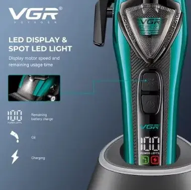 VGR V-884 S2 طقم ماكينة قص شعر وماكينة تشذيب لقص الشعر وتشذيب اللحية وتحديد الخطوط للاستخدام المنزلي والاحترافي — صورة 3