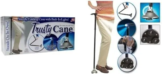 Trusty Cane عكاز طبي قابل للطي لدعم التوازن أثناء المشي