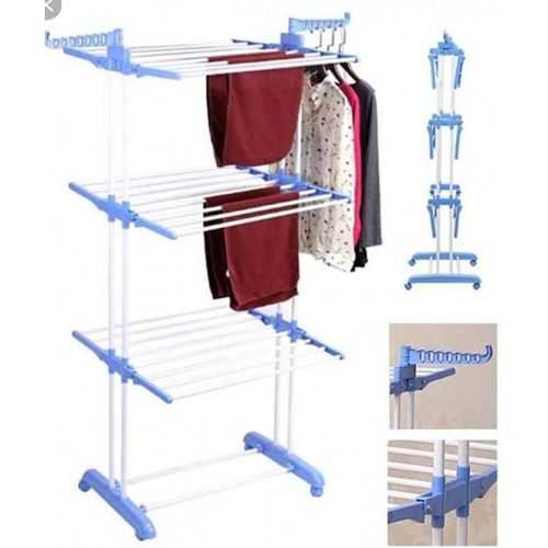 Stainless Steel Clothes Hanger Mobile Folding Racks - 3 Layers — image 3