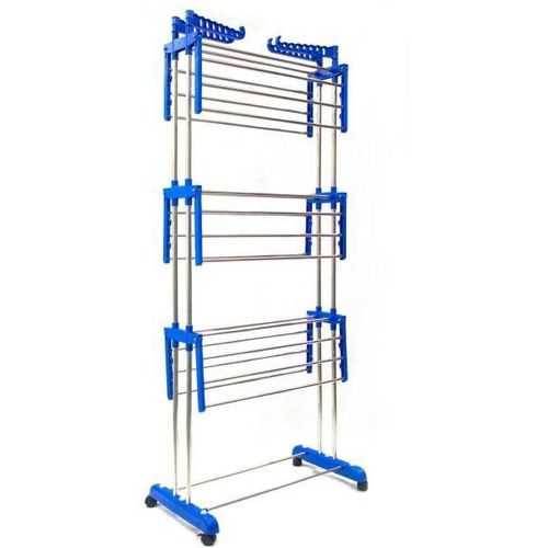 Stainless Steel Clothes Hanger Mobile Folding Racks - 3 Layers — image 4