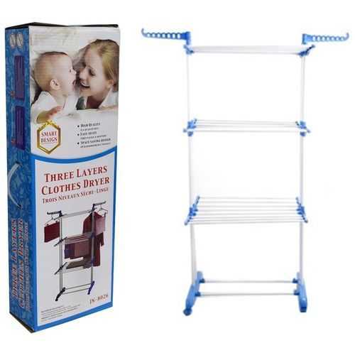Stainless Steel Clothes Hanger Mobile Folding Racks - 3 Layers — image 5