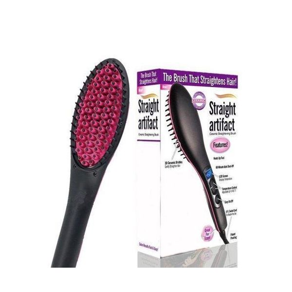 Professional ceramic hair straightening brush with LCD screen — image 2