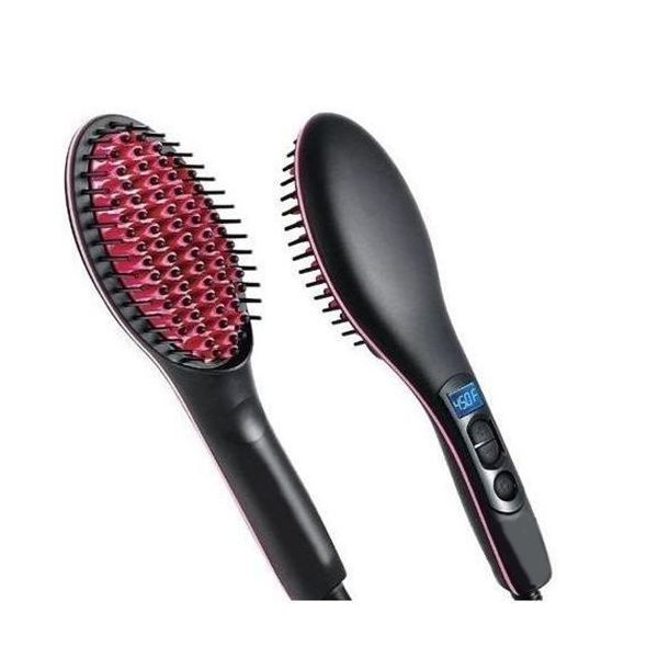 Professional ceramic hair straightening brush with LCD screen — image 3