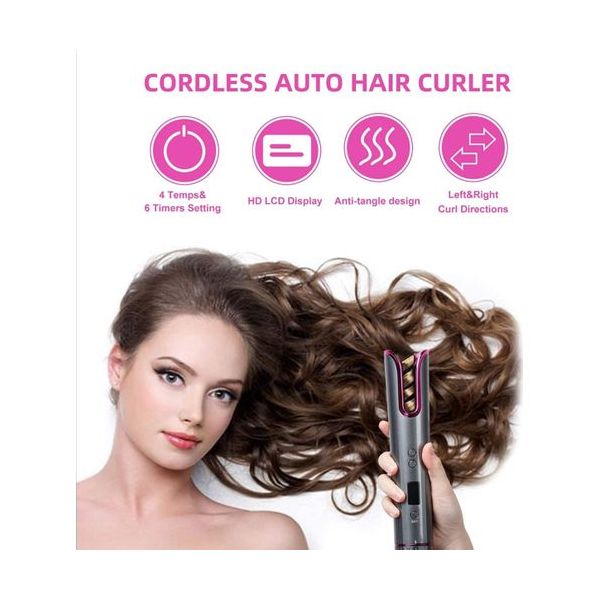 Automatic Hair Curler for Curly Hair Cordless Charging - Silver — image 1