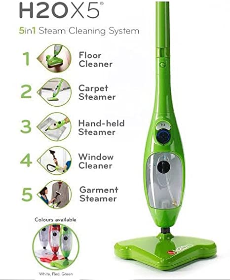 X5 H2O Steam Mop - 5 in 1 Steam Mop - Curtain and Clothing Iron and Upholstery Stain Remover — image 2