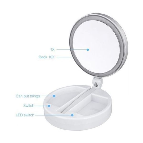 Foldable Mirror With Led Light - White — image 3