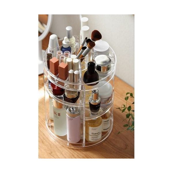 General 360-Degree Rotating Makeup Organizer, Adjustable Cosmetics Display Storage Box, High-Capacity Makeup Shelf, Clear Acrylic — image 3