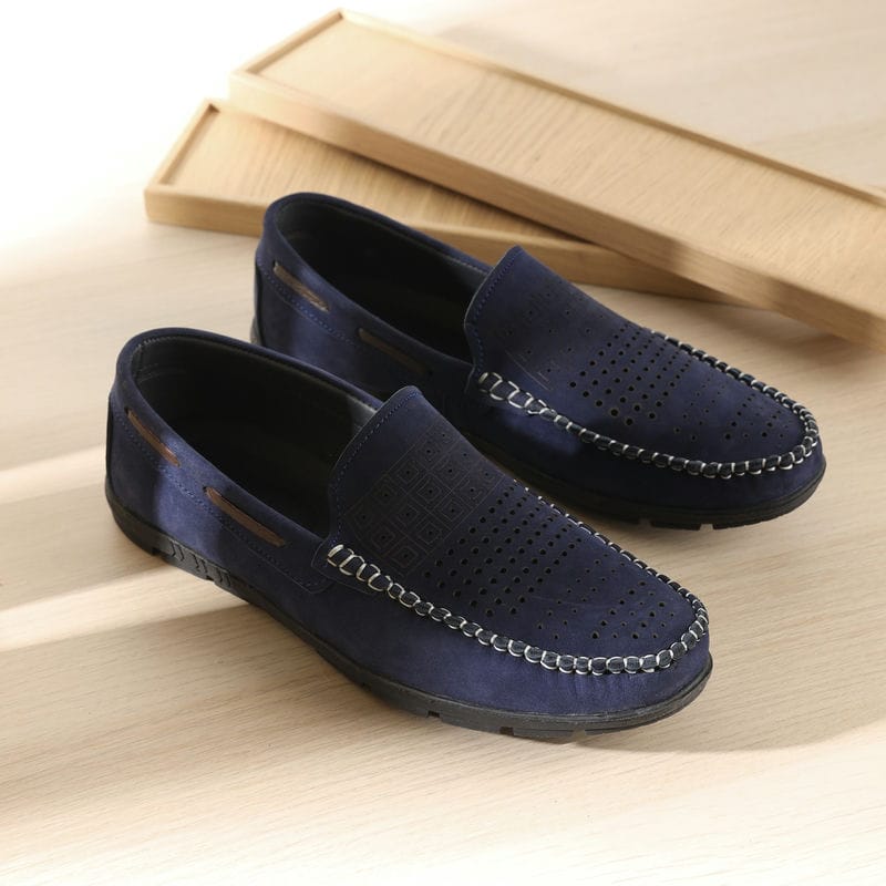 Men's luxury suede shoes in Havana, Black, Navy, and Brown colors M1
