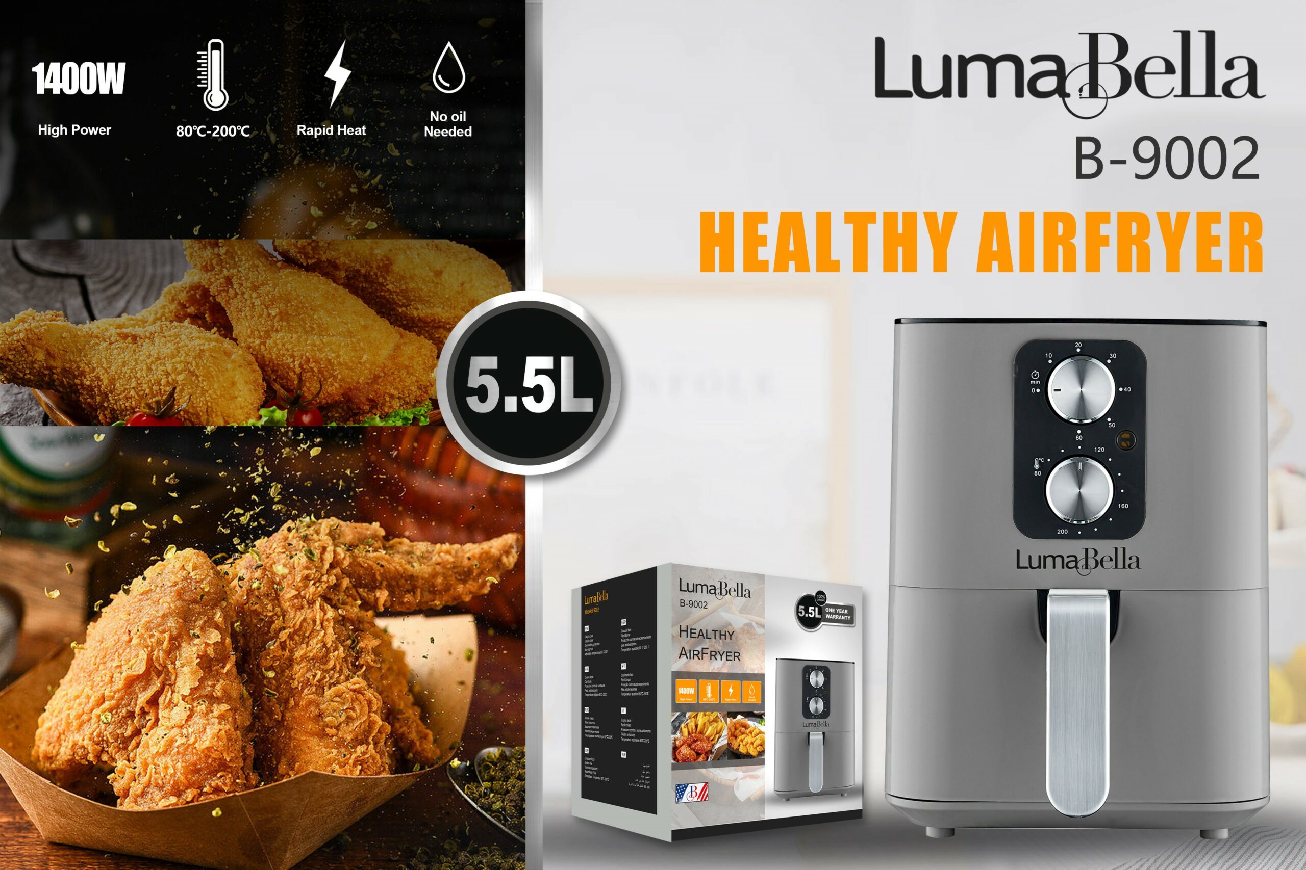 Oil-free air fryer - Luma Bella 5.5 liters - B-9002 — image 3