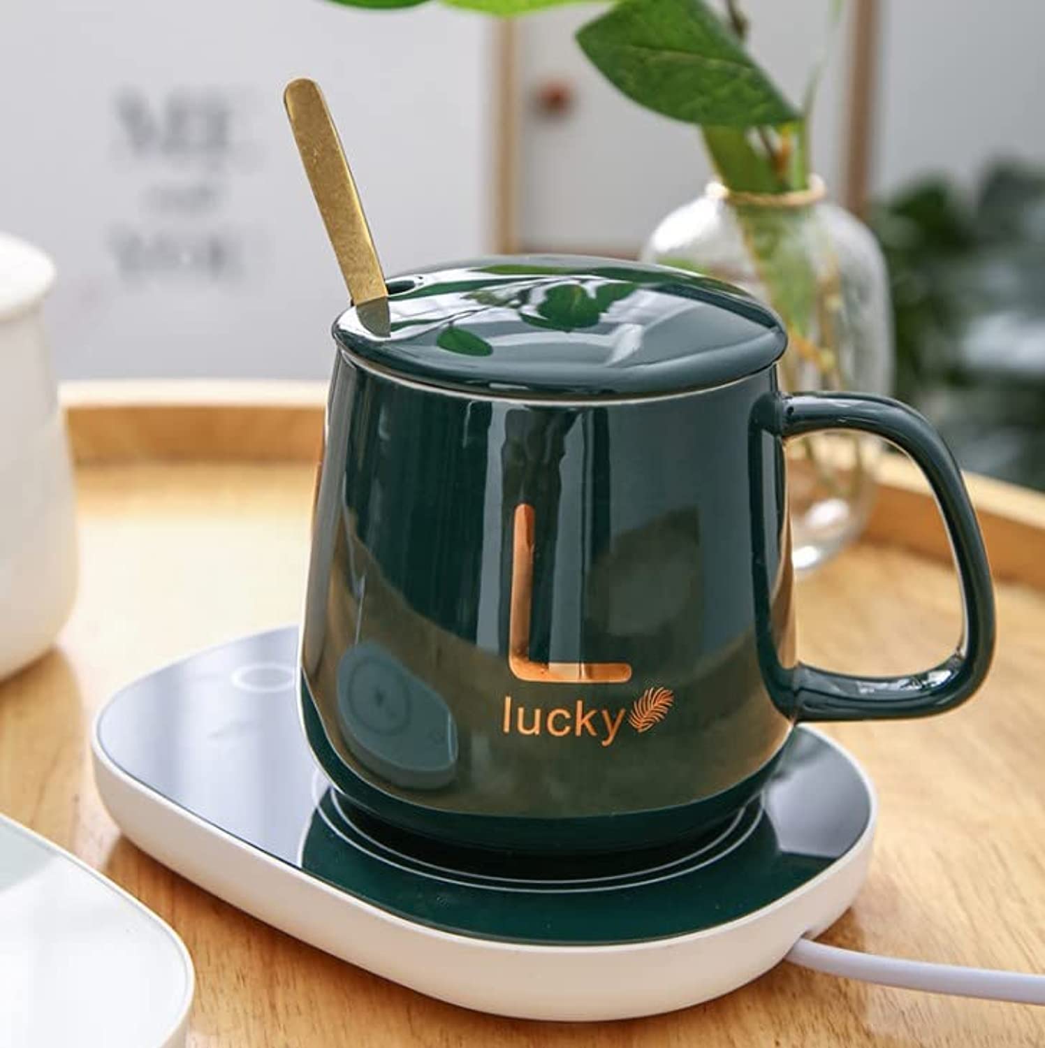 Electric heating coaster with porcelain mug — image 3