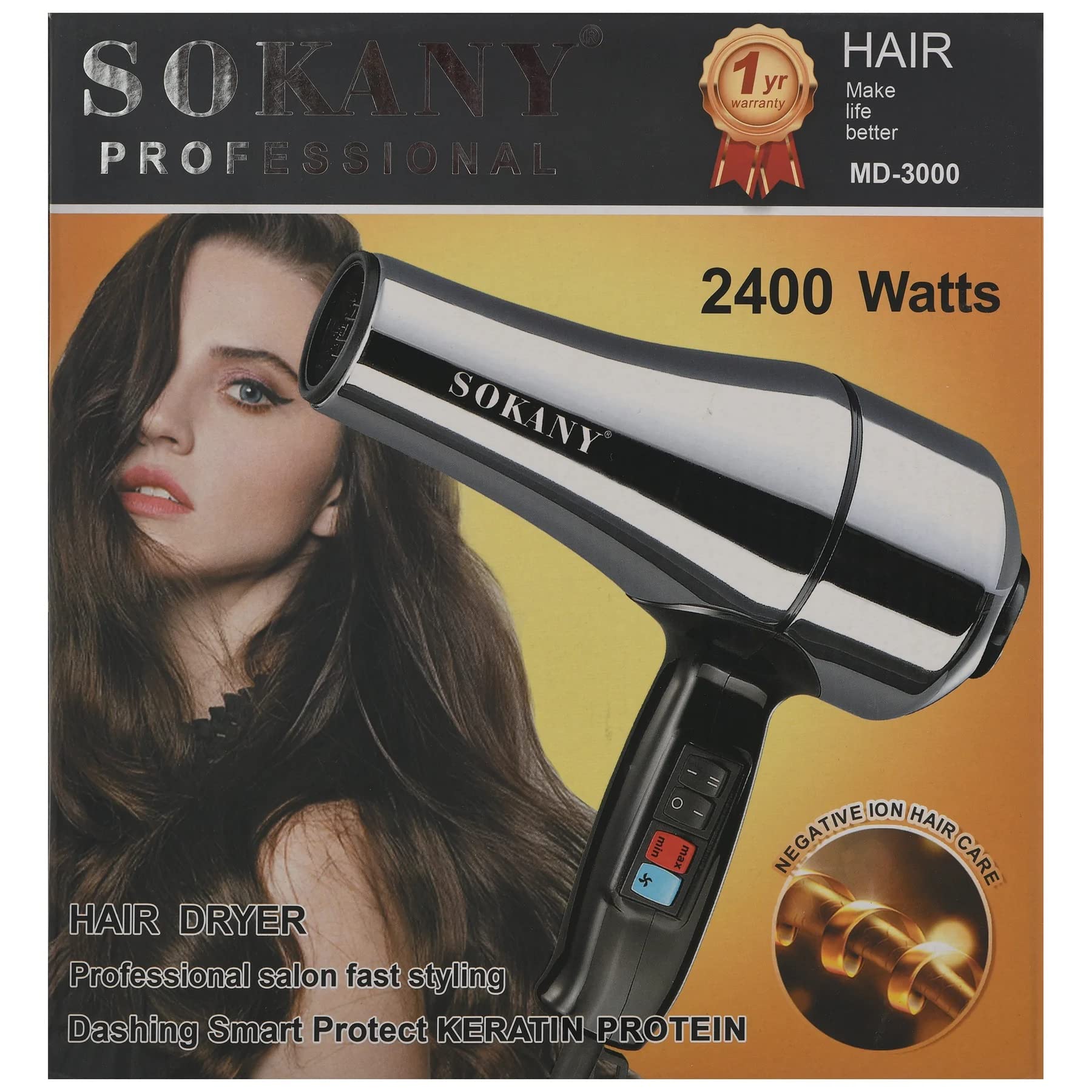 Sokany MD-3000 2400 watts hair dryer - Professional hair dryer for men and women