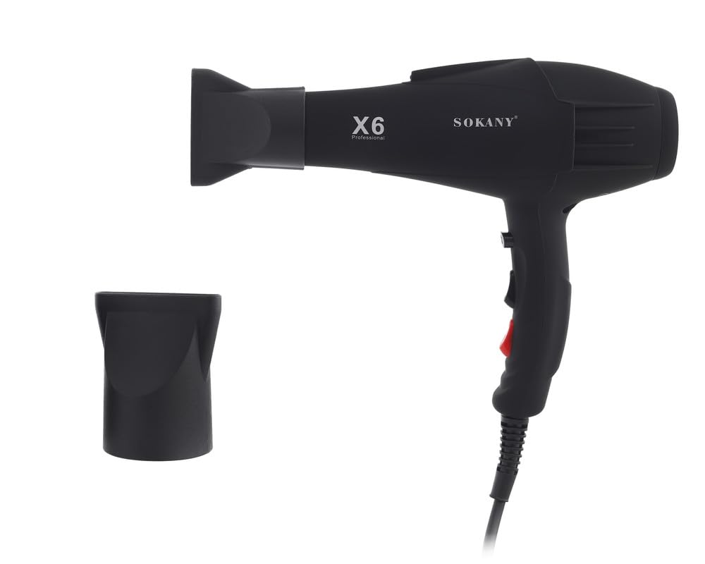 Sokany 2200W hair dryer Sk-X6 - black - plastic - with two nozzles