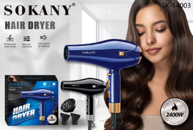 Sokany SK-14003 professional hair dryer with 3 attachments - 2400 watts — image 3