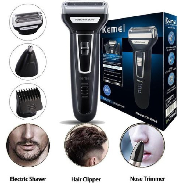 Kemei ماكينة حلاقة لحلاقة الشعر الذقن قابلة لاعادة الشحن - Km-6558
