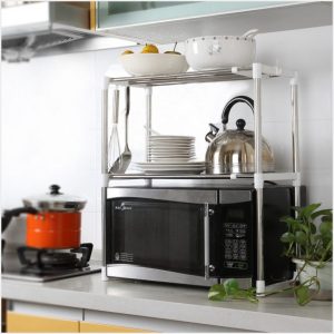 استاند ومنظم للميكرويف وحامل أدوات المطبخ من الاستانلس ستيل Microwave Rack مميزات وعيوب استاند ومنظم الميكرويف وحامل أدوات المطبخ من الاستانلس ستيل Microwave Rack