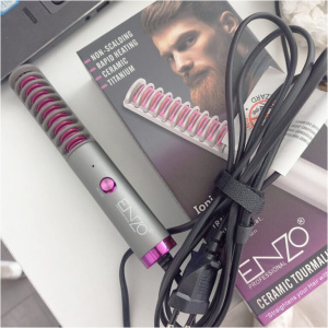 فرشاة فرد الشعر واللحية الايونية - Enzo 3In1 Thermal Comb مميزات وعيوب فرشاة فرد الشعر واللحية الايونية