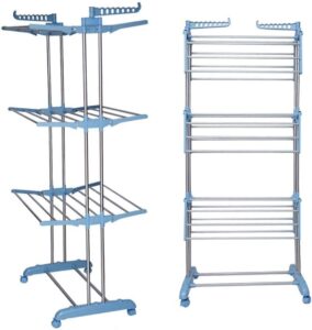 منشر غسيل 3 ادوار قابل للطي Stainless Steel Clothes Hanger Mobile Folding Racks - 3 Layers طريقة استخدام منشر غسيل 3 ادوار قابل للطي Stainless Steel Clothes Hanger Mobile Folding Racks - 3 Layers