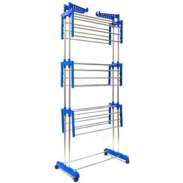 ⁦منشر غسيل 3 ادوار قابل للطي Stainless Steel Clothes Hanger Mobile Folding Racks - 3 Layers⁩ - الصورة ⁦4⁩