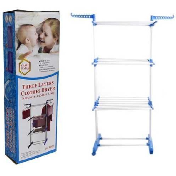 ⁦منشر غسيل 3 ادوار قابل للطي Stainless Steel Clothes Hanger Mobile Folding Racks - 3 Layers⁩ - الصورة ⁦5⁩