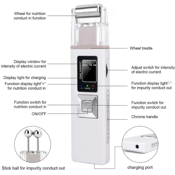 وصف جهاز شد الوجه المنزلي بتقنية الجلفانيك ايون Galvanic Microcurrent Skin Firming Whiting Anti-Aging Liftingr