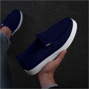 Men's mesh knit sneaker imported easy to wear -navy