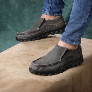 Casual hand-made natural suede shoe gray