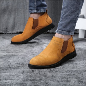 Natural suede leather half boot elastic imported leather shoe desert havana