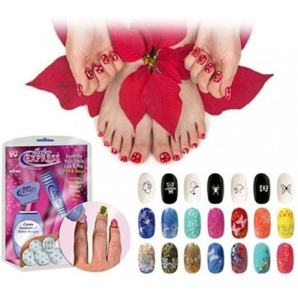 ⁦As Seen On Tv Salon Express Nail Decoration Art Stamping Kit - Purple⁩ - الصورة ⁦1⁩