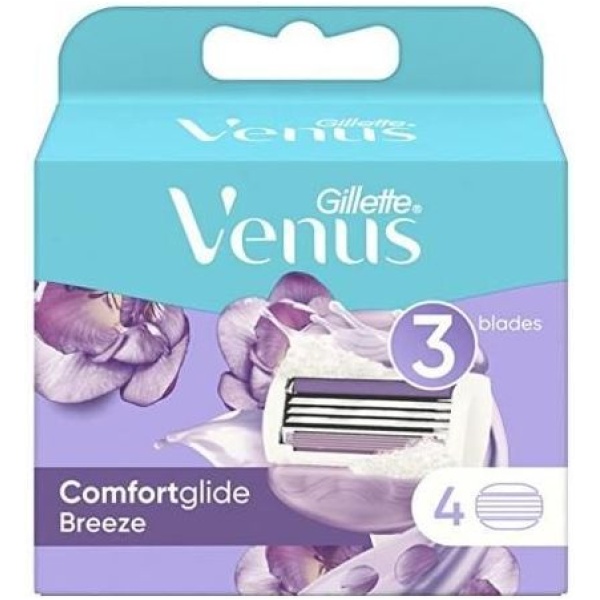 Gillette Venus Breeze Women'S Replacement Razor Blades With Shave Gel Bars - 4 Pcs