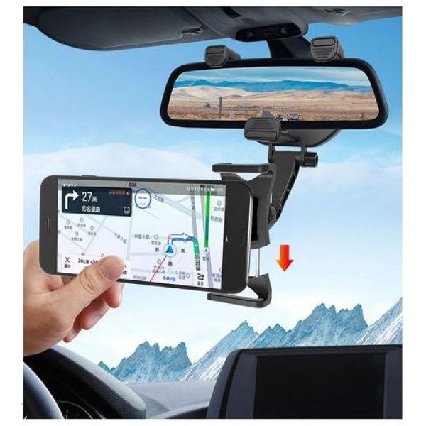 ⁦Mobile Holder For The Car Fixed On The Salon Mirror Is Compatible With All Mobiles⁩ - الصورة ⁦1⁩