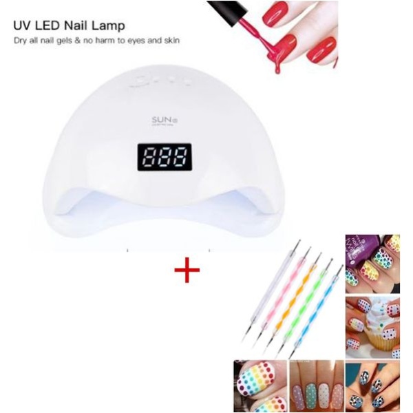 ⁦Sun Led Nail Dryer Uv Curing Lamps Light Auto Sensor Nail Gel Polish Dryer +Nail Dotting Pen - 5 Pcs⁩ - الصورة ⁦1⁩