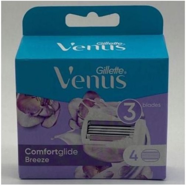 Gillette Venus Breeze Women'S Replacement Razor Blades With Shave Gel Bars - 4 Pcs