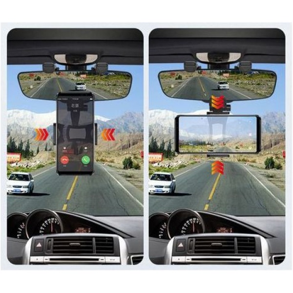 ⁦Mobile Holder For The Car Fixed On The Salon Mirror Is Compatible With All Mobiles⁩ - الصورة ⁦2⁩